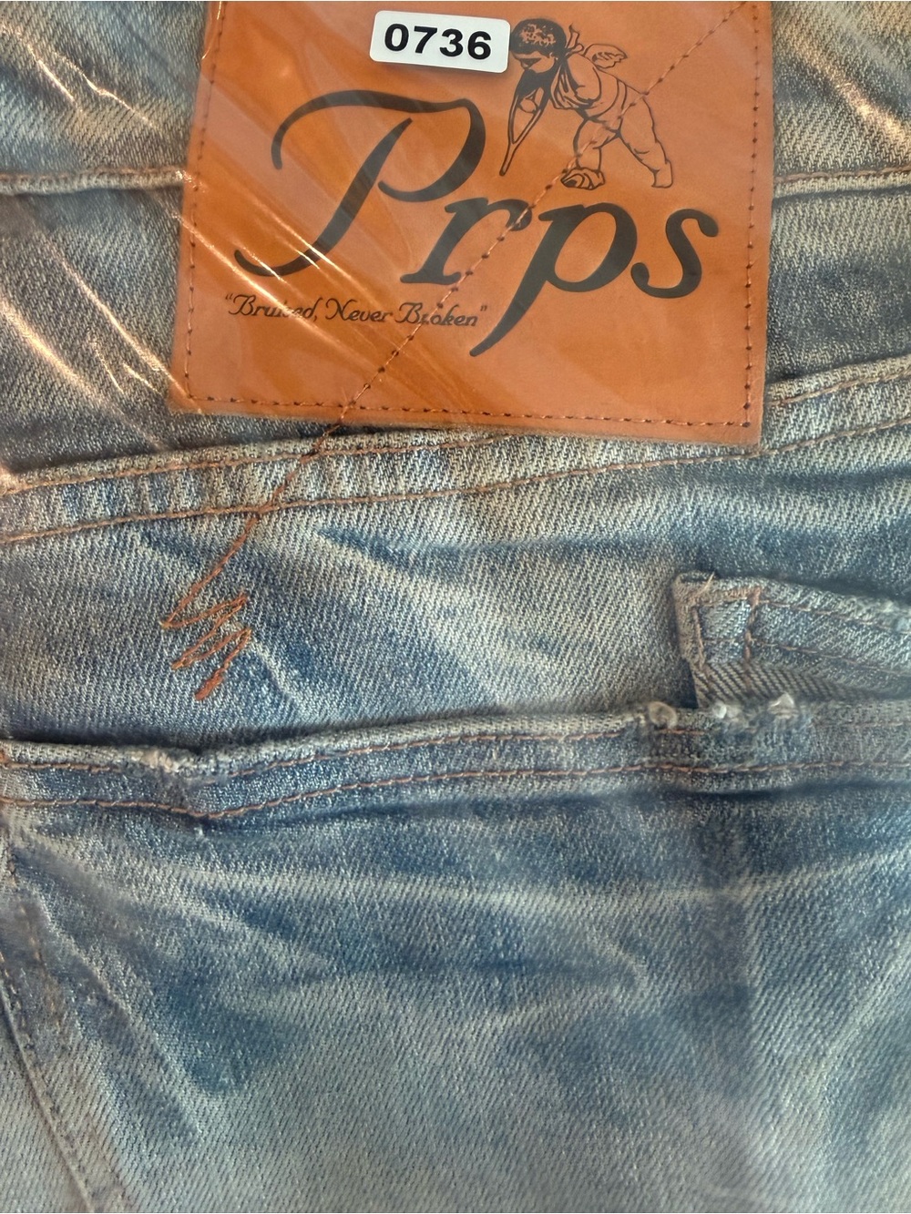 Prps Windsor Tapered Skinny Stretch Acid Wash Paint Denim Jeans Size 34x34 - Picture 11 of 11